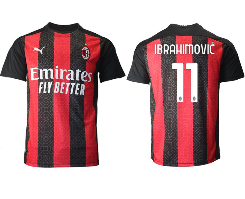 Men 2020-2021 club AC milan home aaa version #11 red Soccer Jerseys